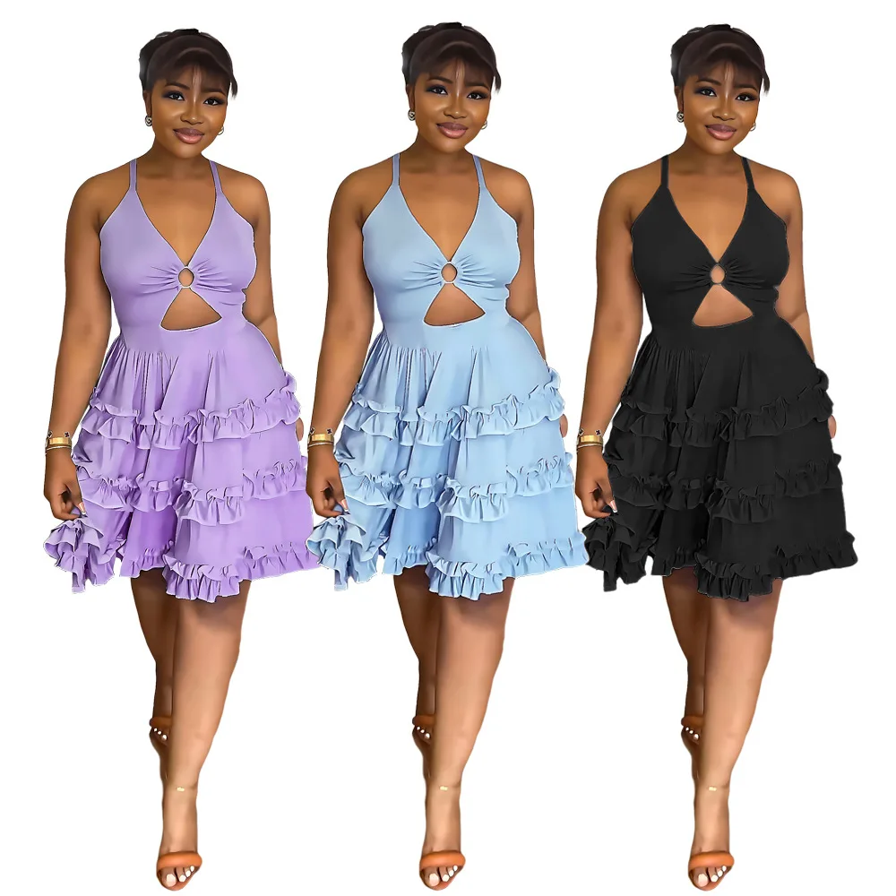 Hotsale Women Backless Halter Temperament Ruffle Dress Sexy Slim Fit Women Mini Dresses
Hotsale Women Backless Halter Temperament Ruffle Dress Sexy Slim Fit Women Mini Dresses