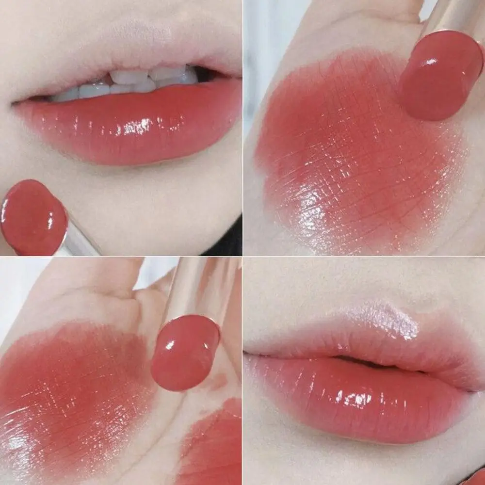 

6 Colors Jelly Mirror Lipstick Lip Tint Non-Sticky Cup Waterproof Water Light Lip Gloss Smooth Red Brown Lip Glaze Women