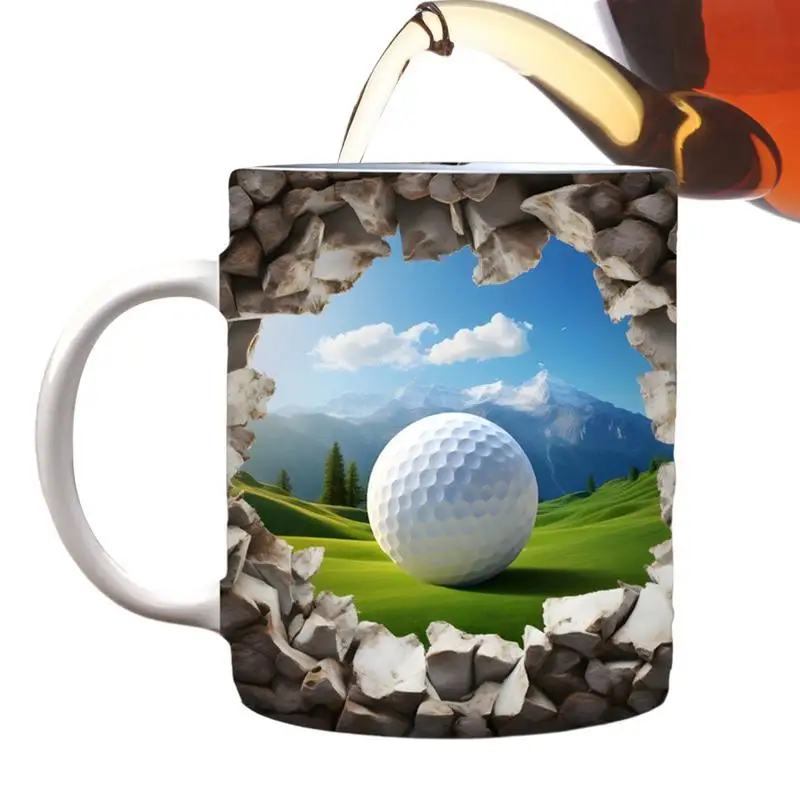 

Ceramic Golf Ball Cups 3D Visual Golf Ball Ceramic Milk Cup Dishwasher Safe Golf Lovers Gifts Coffee Mugs Microwavable Coffee