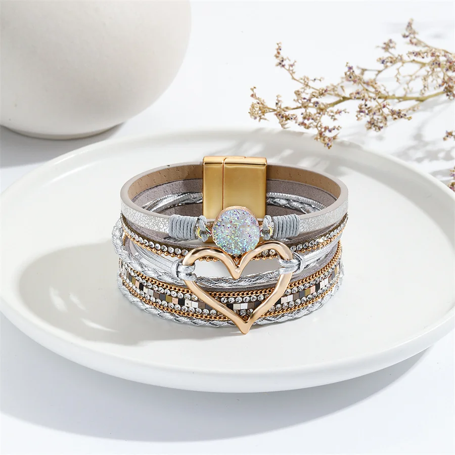 New Metal Love Heart Charm Leather Bracelets for Women Fashion Bohemian Rhinestone Resin Wrap Bracelet Bangle Couple Jewelry 20 Mallzona S0ab90aaa3460435583a1679d8f4c28d8M New Metal Love Heart Charm Leather Bracelets for Women Fashion Bohemian Rhinestone Resin Wrap Bracelet Bangle Couple Jewelry Mallzona