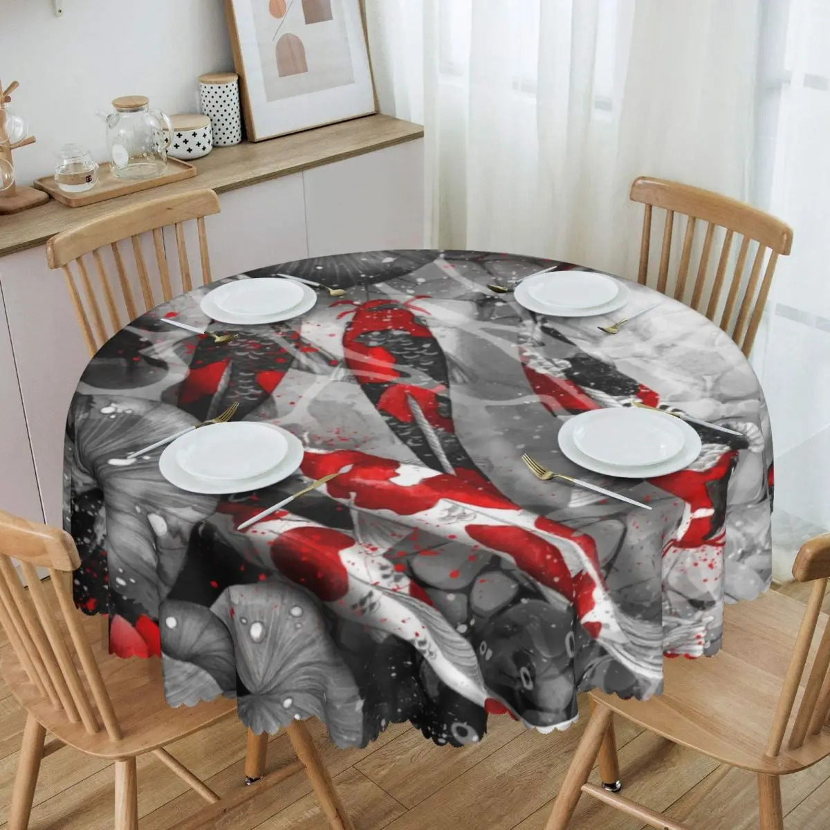 Round Koi Fish Lotus Flower Tablecloth Waterproof Oil-Proof Table Cover 60 inch Lucky Carp Table Cloth
Round Koi Fish Lotus Flower Tablecloth Waterproof Oil-Proof Table Cover 60 inch Lucky Carp Table Cloth
