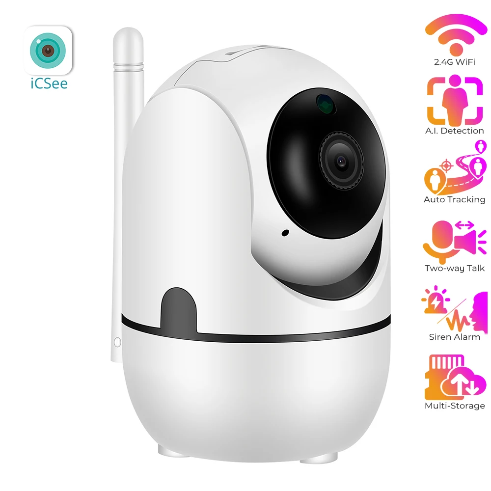 

1080P Full HD WiFi Pan Tilt IP Camera Indoor Home Security Auto Tracking Motion Detection Security Cameras for Baby/Pet iCSee