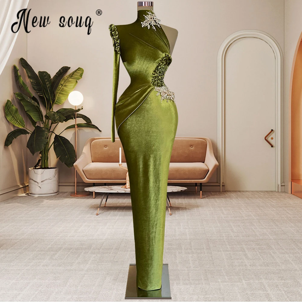Vestidos De Noche Green Mermaid Evening Dress Beading One Shouldler Elegant Party Gowns Arabic Celebrity Dresses for Pageant
Vestidos De Noche Green Mermaid Evening Dress Beading One Shouldler Elegant Party Gowns Arabic Celebrity Dresses for Pageant