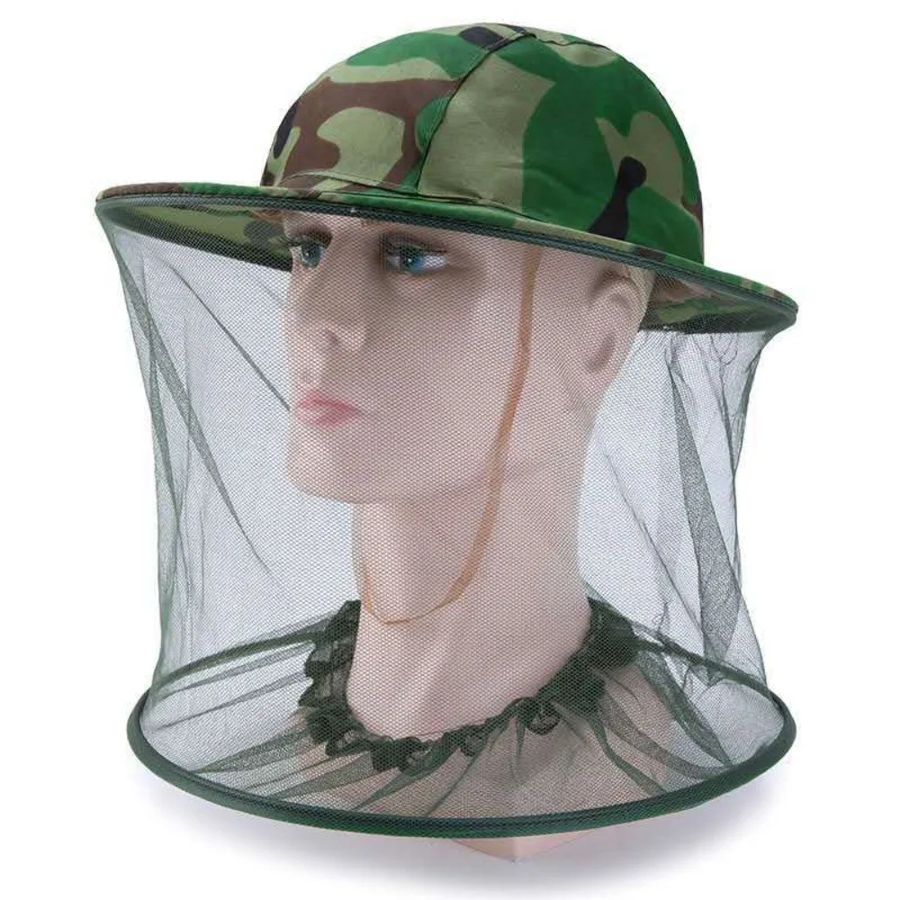 

Mosquito Prevention Gauze Hat Camo Green Camo Yellow Face Protection Cap Camouflage 58cm Head Circumference Shawl Hat Camping