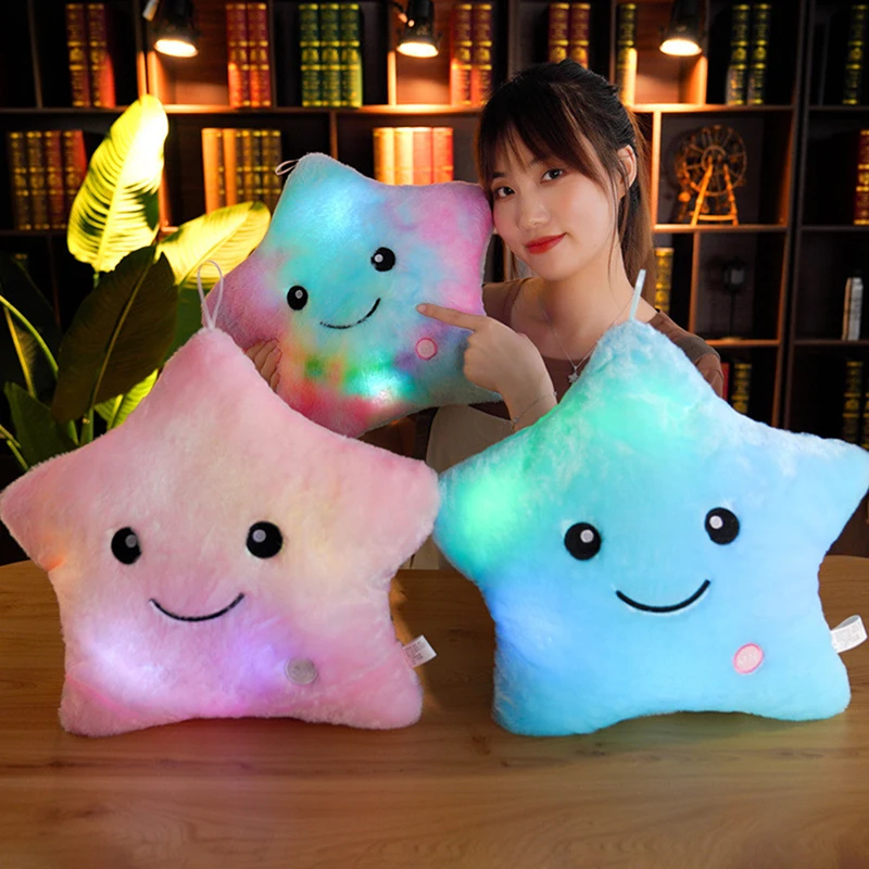 

Creative Luminous Star Pillow Soft Plush Pentagram Cushion LED Glowing Stuffed Dolls Colorful Plush Stars Cushions