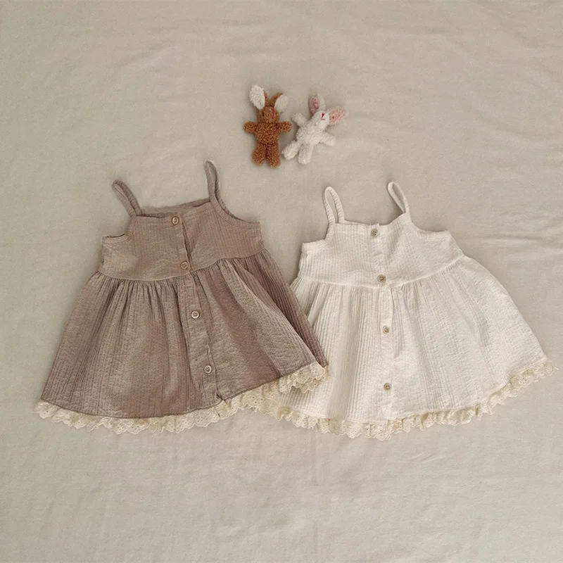 2025 Summer New Girls Sleeveless Sling Dress Solid Kids Casual Dress Cotton Baby Girl Lace Princess Dress Children Clothes 6 S0ac0159b61dd4c57ae15a24824b304a9j