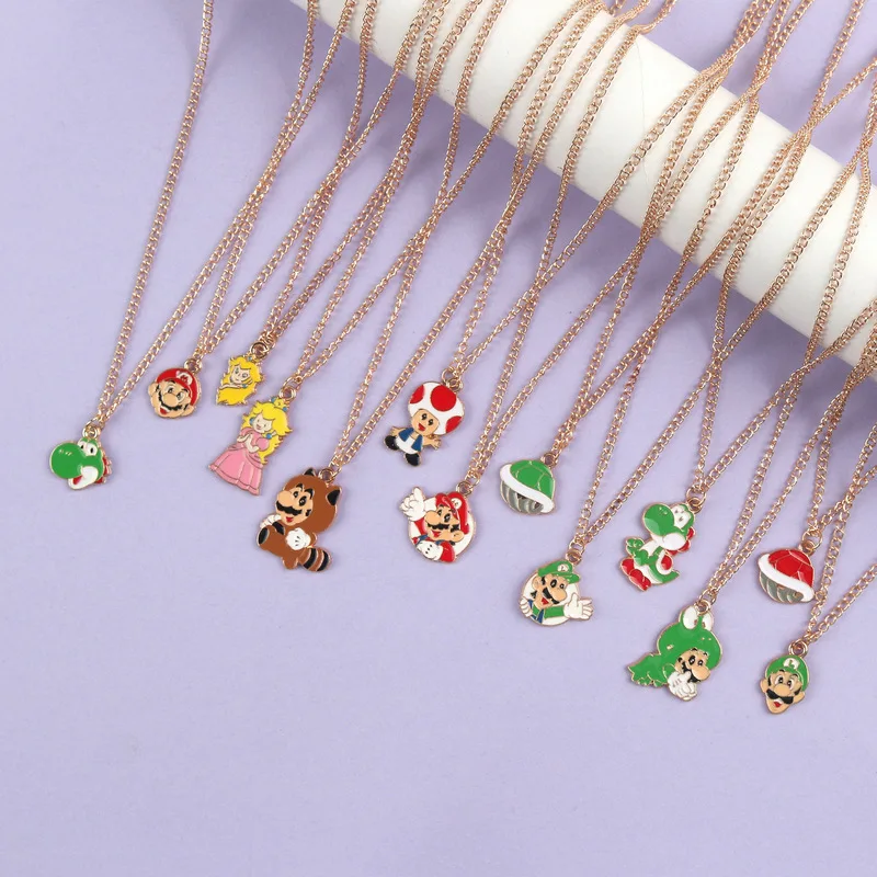 

New Anime Mario Necklace DIY Toad Yoshi Daisy Luigi Bowser Mario Brothers Jewelry Pendant Good Friends Jewelry Children's Gift