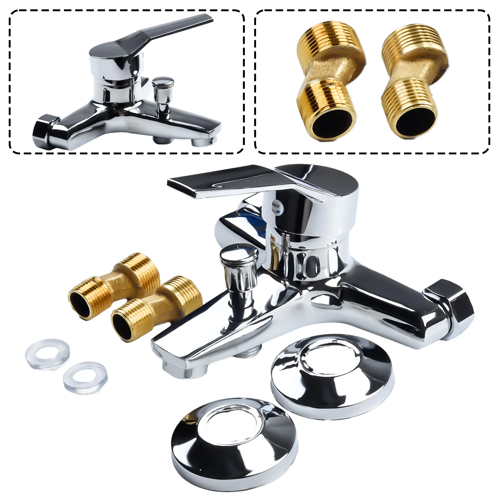 Basin Faucets Sleek Design Dual Spout Zinc Alloy Chrome Wall Mounted Basin Faucets Mixer Tap with Press Switch
Basin Faucets Sleek Design Dual Spout Zinc Alloy Chrome Wall Mounted Basin Faucets Mixer Tap with Press Switch