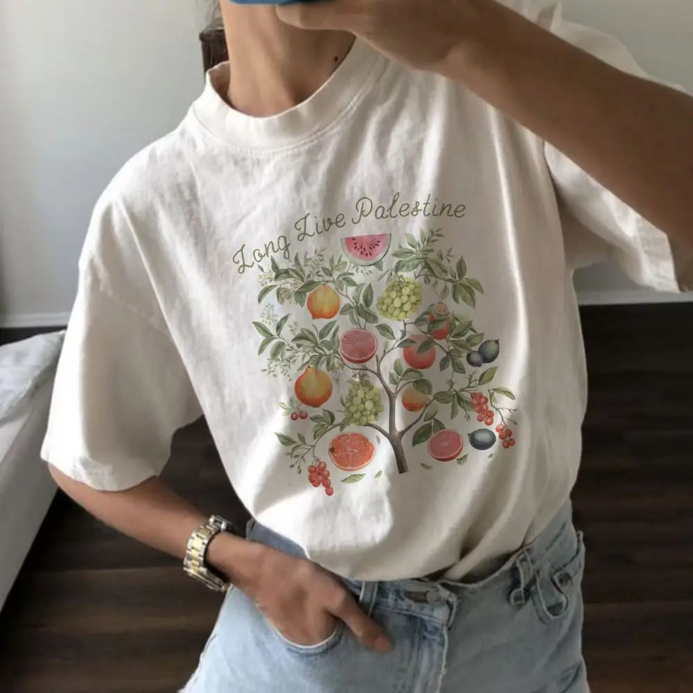 

Watermelon T-shirt Palestine Fruits Aesthetic Shirt Trendy Graphic Shirt Vintage Watermelon Tee Crewneck Top 2024 Short Sleeve