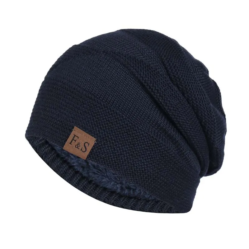 New Unisex Slouchy Winter Hats Add Fur Lined Men And Women Warm Beanie Cap Casual Label Decor Winter Knitted Hats New Unisex Slouchy Winter Hats Add Fur Lined Men And Women Warm Beanie Cap Casual Label Decor Winter Knitted Hats