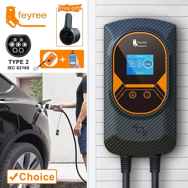 feyree EVSE Wallbox EV Charger Type2 Cable 32A 7.6KW 1Phase Electric Vehicle Car Charger 11KW 22KW 3 Phase IEC62196 APP Control
feyree EVSE Wallbox EV Charger Type2 Cable 32A 7.6KW 1Phase Electric Vehicle Car Charger 11KW 22KW 3 Phase IEC62196 APP Control