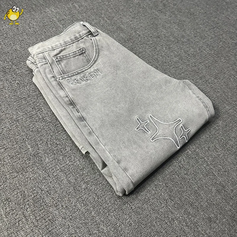 

Heavy Fabric Washed BROKEN PLANET Jeans Pants 1:1 Joggers Sweatpants Men Woman Simple Embroidery Casual Trousers
