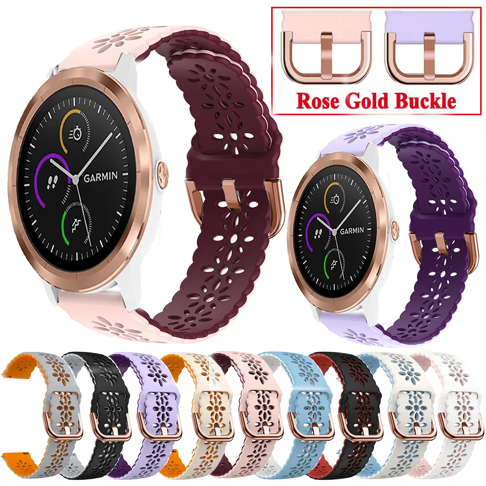 

20mm women Silicone Watchband For Garmin Approach S40/vivoactive 3 3t/HR/645 245M Bracelet Band Strap For Garmin Venu SQ /Move 3