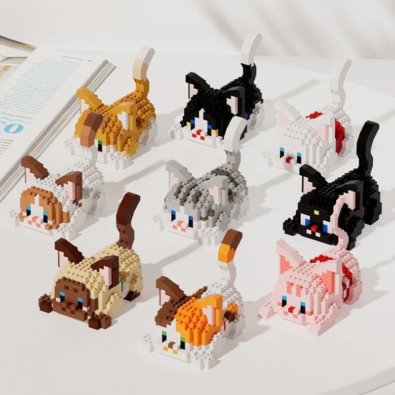 

Micro Particle Building Blocks Cute Pet Cat Series Cute Diy Assembled Toys Orange Cat Black Cat Gift Children's Puzzle Gift