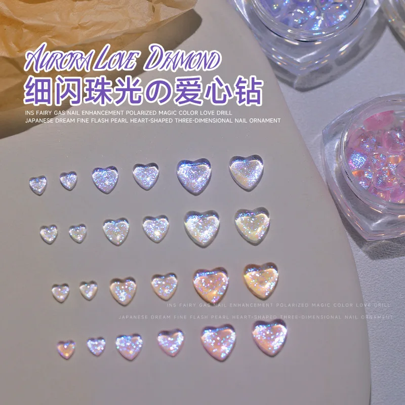 30pcs/lot Aurora Love Heart Nail Art Rhinestone 3D Shiny Flat-Bottom Mixed Size Crystal Nail Gem DIY Crystal Nail Accessories
30pcs/lot Aurora Love Heart Nail Art Rhinestone 3D Shiny Flat-Bottom Mixed Size Crystal Nail Gem DIY Crystal Nail Accessories