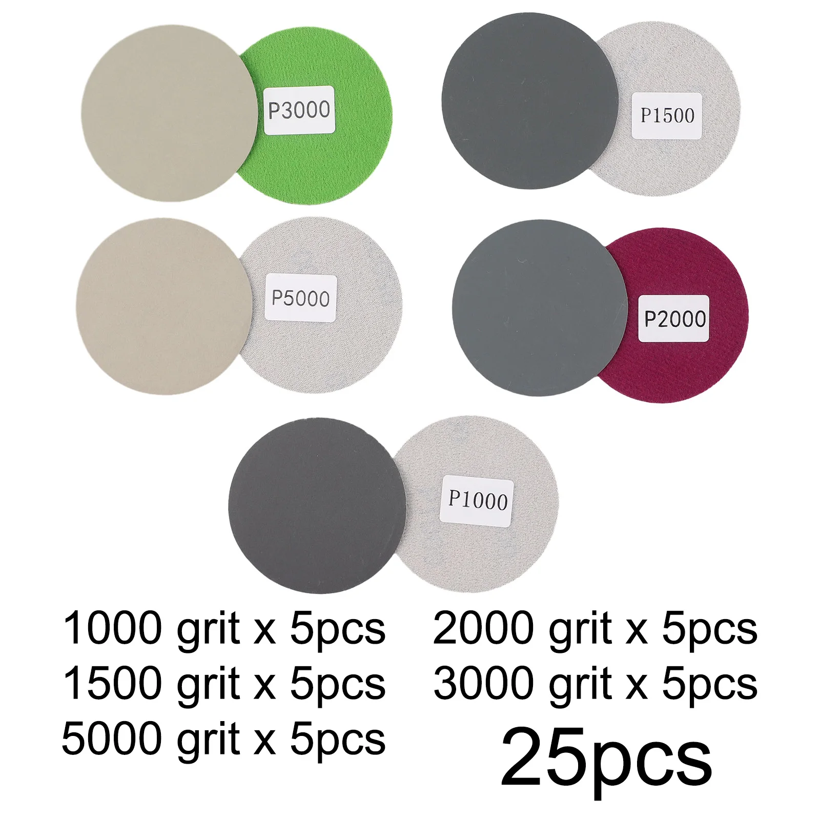 25pcs 3inch 75mm Sand Paper Disc Wet Dry Sanding 1000 1500 2000 3000 5000 Grit Polishing Automotive Metal Power Tool Accessories
25pcs 3inch 75mm Sand Paper Disc Wet Dry Sanding 1000 1500 2000 3000 5000 Grit Polishing Automotive Metal Power Tool Accessories