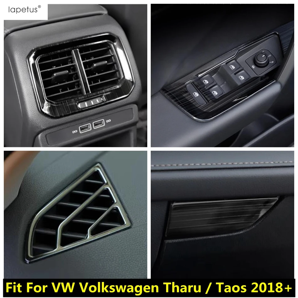 

Dashboard Air AC Vents / Window Lift / Glove Box Cover Trim For VW Volkswagen Tharu / Taos 2018-2023 Stainless Steel Accessories
