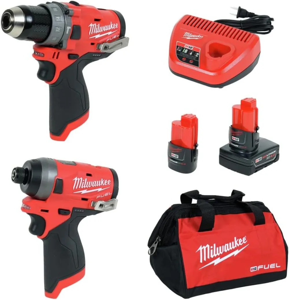 

Milwaukee Electric Tools 2598-22 M12 Fuel 2 Pc Kit- 1/2" Hammer Drill & 1/4" Impact features and benefits: (1) 2504-20 M12