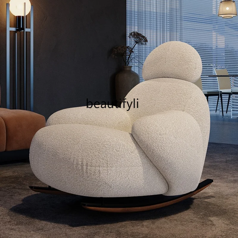 

Дизайнерское белое кресло-качалка для балкона, сидячее кресло для отдыха, кресло для гостиной, кресло-качалка с откидывающейся спинкой, диван, мебель для отдыха