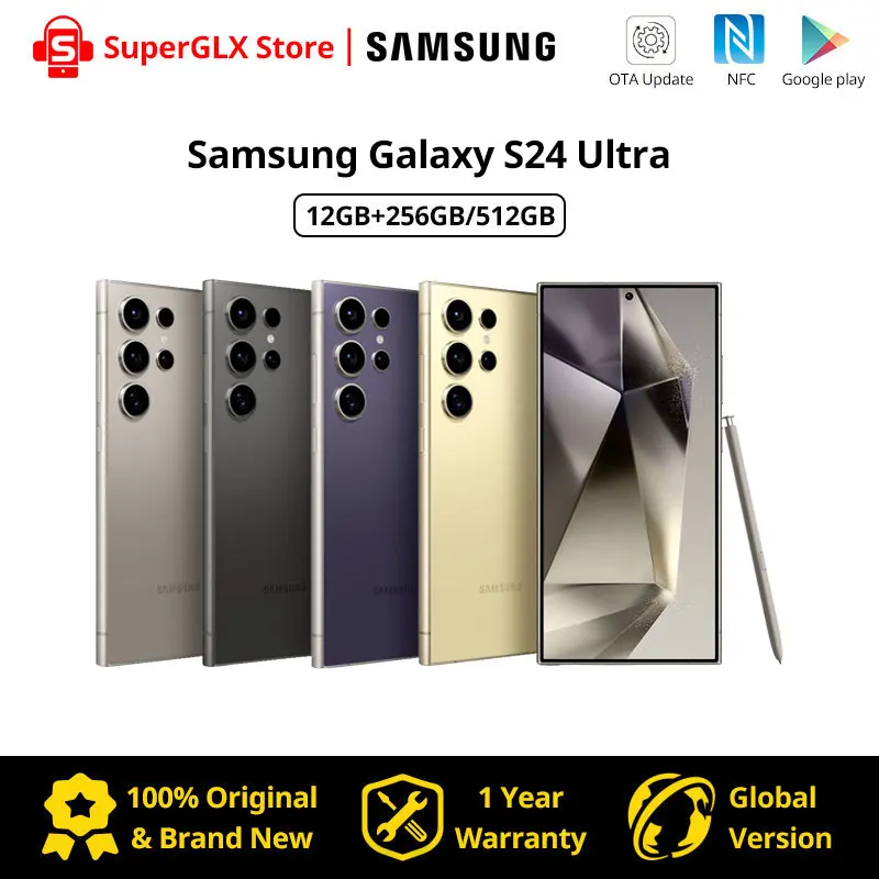 

Samsung Galaxy S24 Ultra 5G Smartphone 12GB RAM 256GB/512GB ROM Snapdragon 8 Gen 3 120Hz LTPO AMOLED Display 200MP Quad Cameras