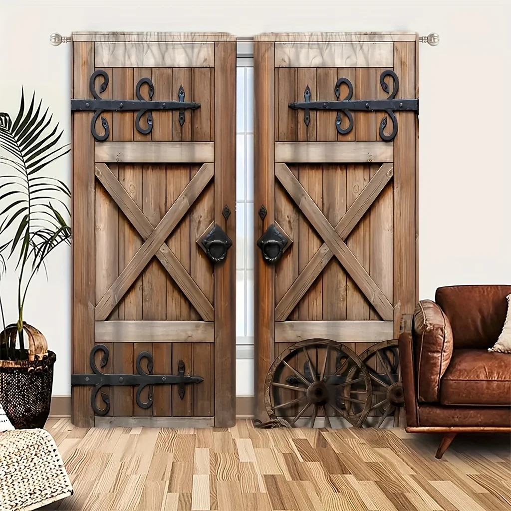 Vintage Rustic Light Colour Wooden Door Pattern Curtains, Farm Barn Retro Style Background Window Drapes for Living Room Bedroom
Vintage Rustic Light Colour Wooden Door Pattern Curtains, Farm Barn Retro Style Background Window Drapes for Living Room Bedroom