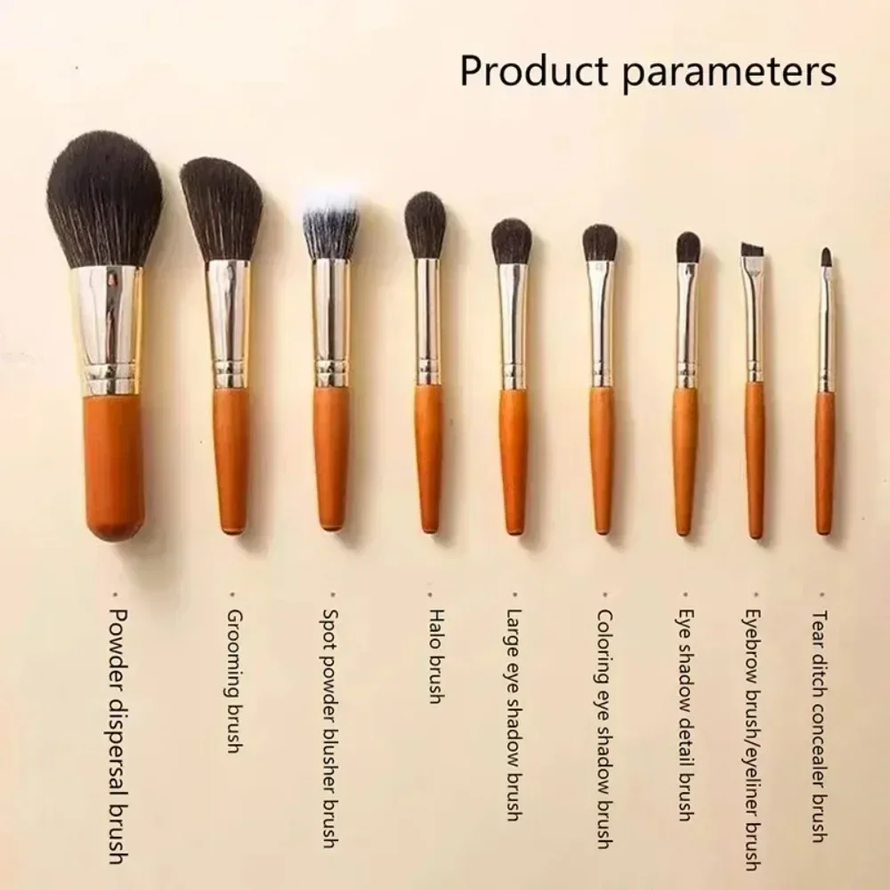 

9Pcs Portable Makeup Brushes Set Mini Cosmetic Brush Kit Eyeshadow Foundation Blush Brush Loose Powder Beauty Makeup Tools