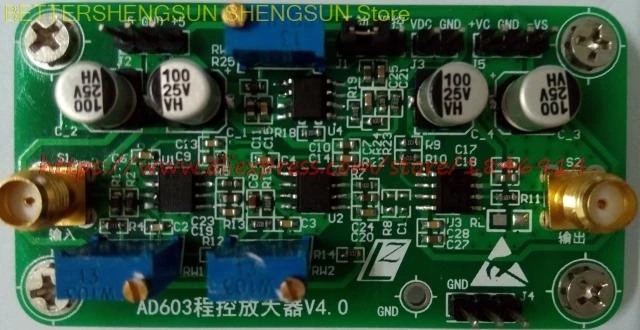 AD603 programmable amplifier module VCA VGA -20dB~60dB Gain can be adjusted manually / automatically
AD603 programmable amplifier module VCA VGA -20dB~60dB Gain can be adjusted manually / automatically
