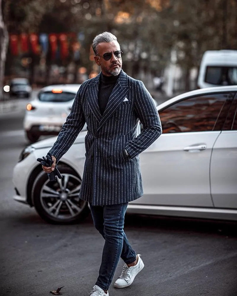 Long Striped Mens Suits 1 Piece Woolen Long Coat Overcoat Double Breasted Terno Masculino Formal Tuxedos Business Custom Made
Long Striped Mens Suits 1 Piece Woolen Long Coat Overcoat Double Breasted Terno Masculino Formal Tuxedos Business Custom Made