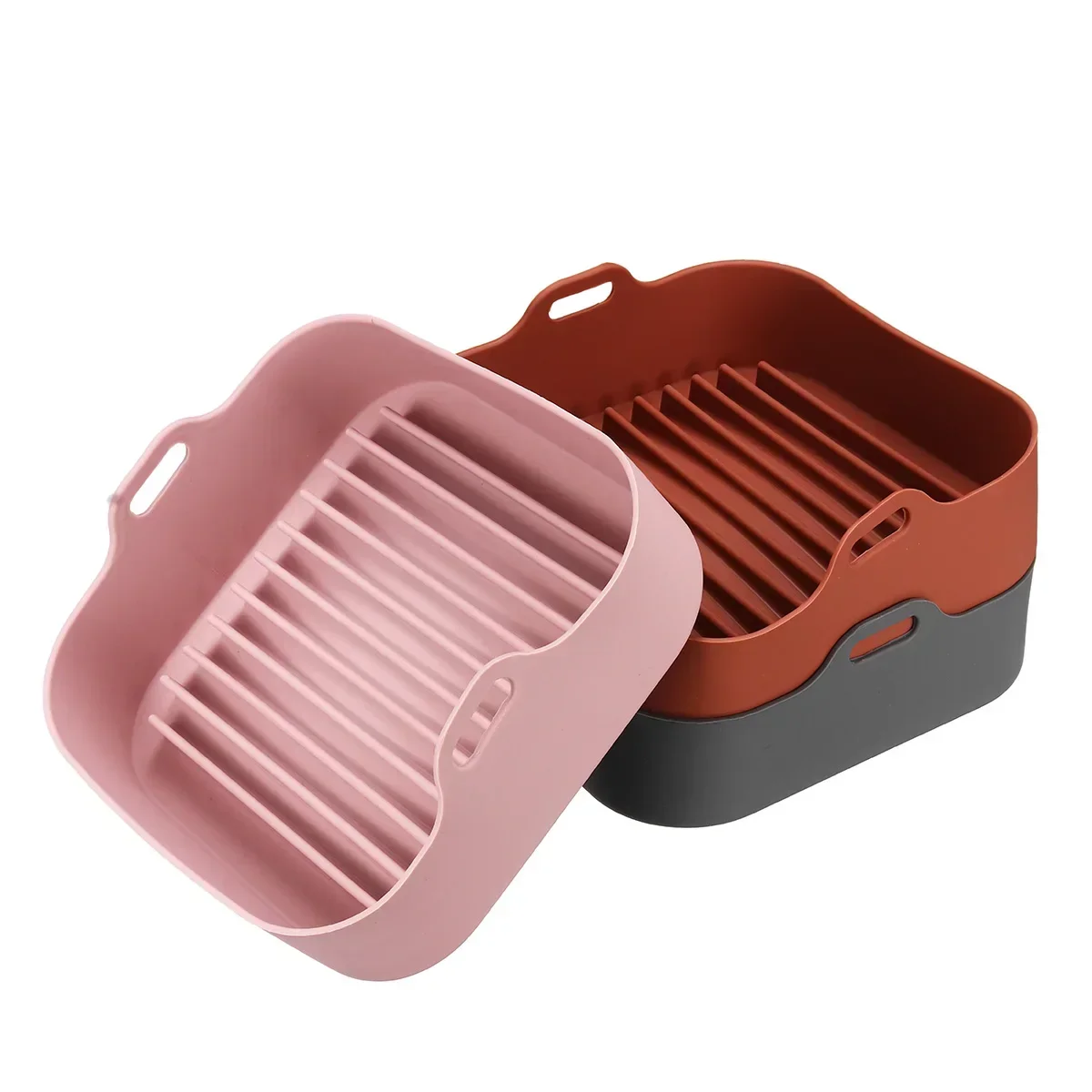 

8 inch Reusable Silicone Pot Heat-resistant Thick BBQ Bread Chicken Pizza Basket Baking Tray Air Fryers Oven Heated Tray Basket