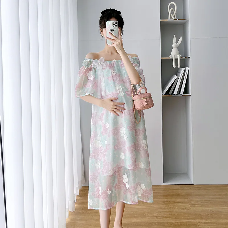Cute Flower Embroidery Maternity Dresses For Photo Shoot Summer Clothes Pregnant Women Shoulderless Print Pregnancy Vestidos
Cute Flower Embroidery Maternity Dresses For Photo Shoot Summer Clothes Pregnant Women Shoulderless Print Pregnancy Vestidos
