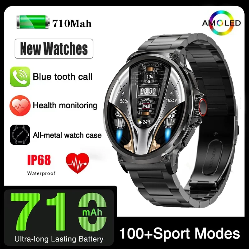 

New Men's Smartwatch HD Bluetooth Talk 1.85 "display Smartwatch 710 Mah Large Battery 400+ Dial Smartwatch for Huawei Xiaomi