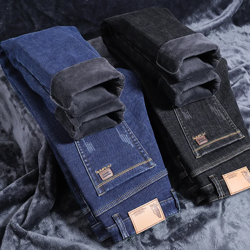 Winter New Fleece Straight Jeans for Men's Business Brand Thickened Comfortable Velvet Baggy Casual Denim Trousers Male
Winter New Fleece Straight Jeans for Men's Business Brand Thickened Comfortable Velvet Baggy Casual Denim Trousers Male