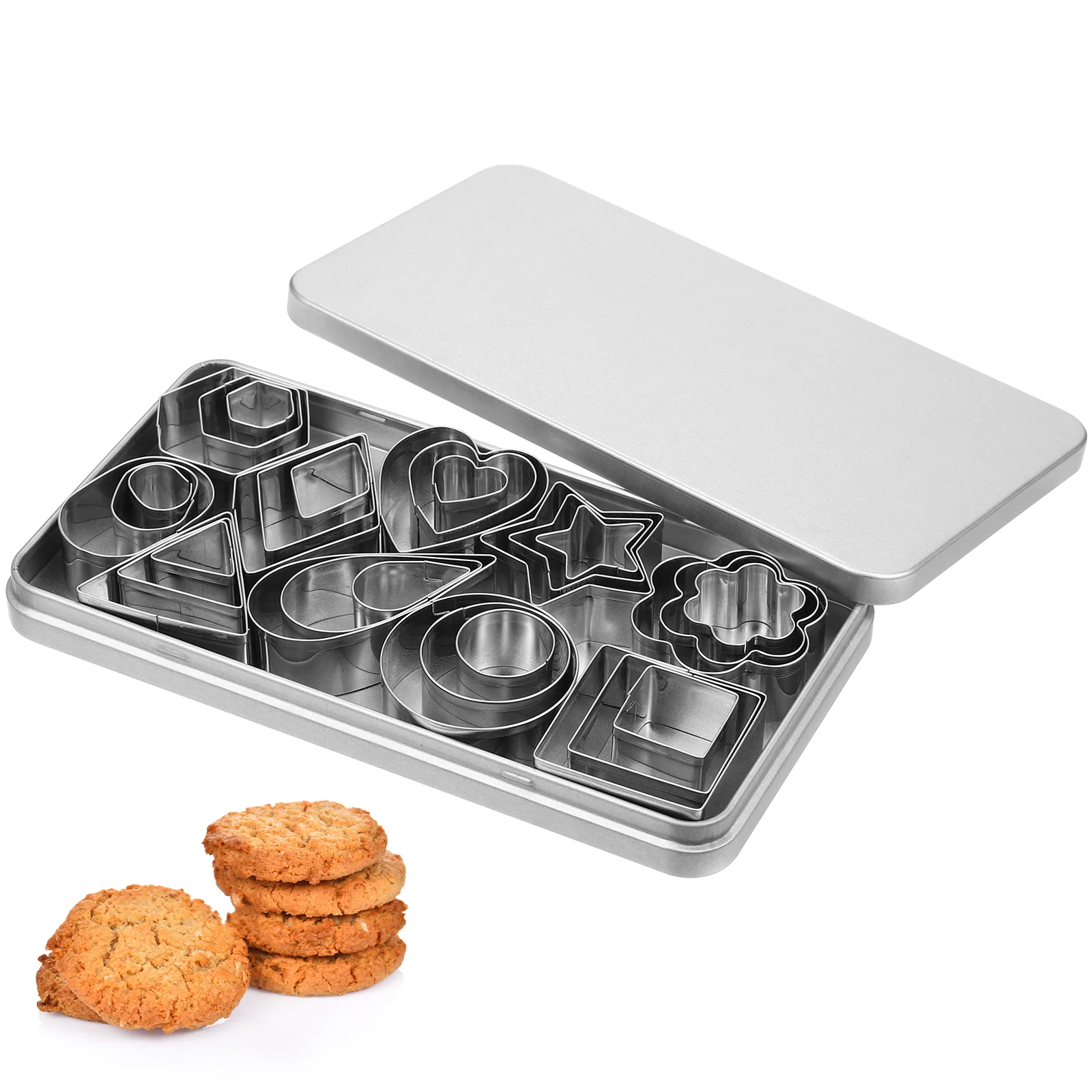 1 Set Cookie Cutters Stainless Steel Baking Molds Flowers Stars Rectangle Stamps for Birthday Wedding
1 Set Cookie Cutters Stainless Steel Baking Molds Flowers Stars Rectangle Stamps for Birthday Wedding