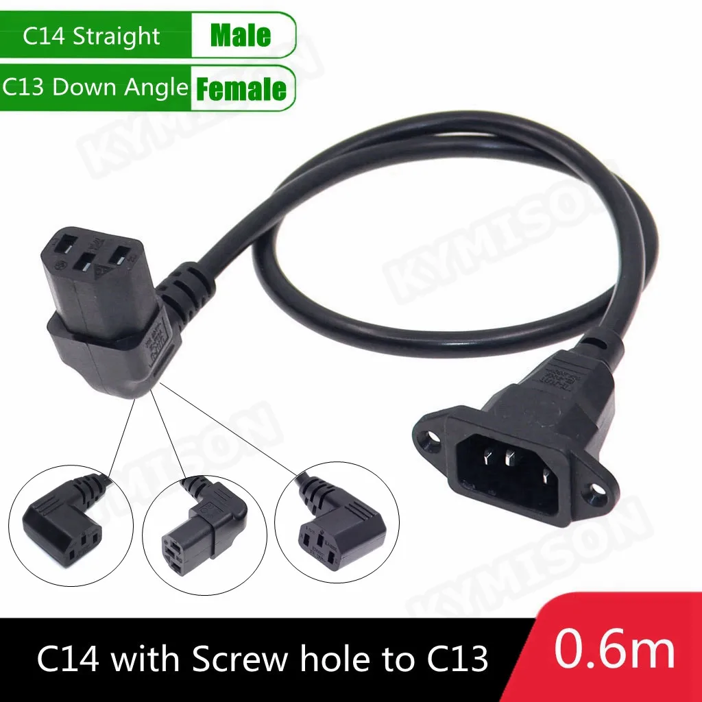 

IEC320 C14 to C13 Extension cord,C14 with screw holes and C13 Angled 30cm / 60cm lenght,H05VV-F 3G 0.75MM