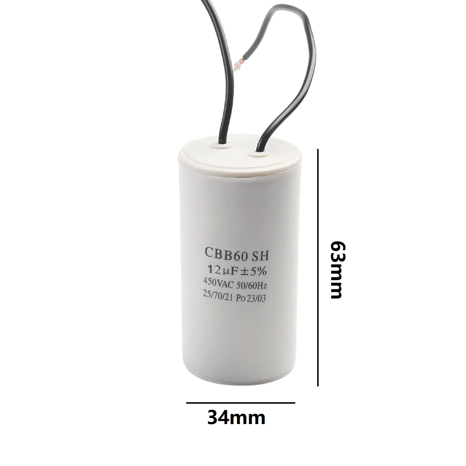 CBB60 Run Capacitor 450V AC 20uf With Wire Lead Run Round Capacitor For Motor Sheathed Wire Running Capacitor Power Tools
CBB60 Run Capacitor 450V AC 20uf With Wire Lead Run Round Capacitor For Motor Sheathed Wire Running Capacitor Power Tools