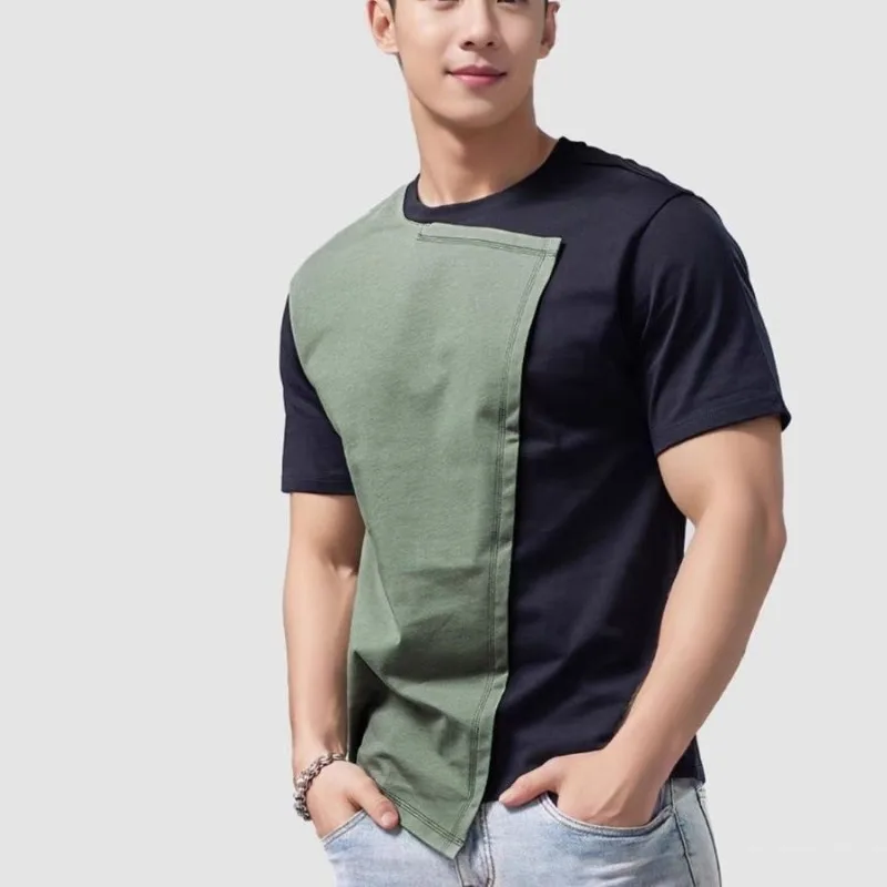 

Spring Summer New Fashion Round Neck Pullover Short Sleeve Tees Casual Versatile Western Commuting Clothing Loose Men's T-Shirts