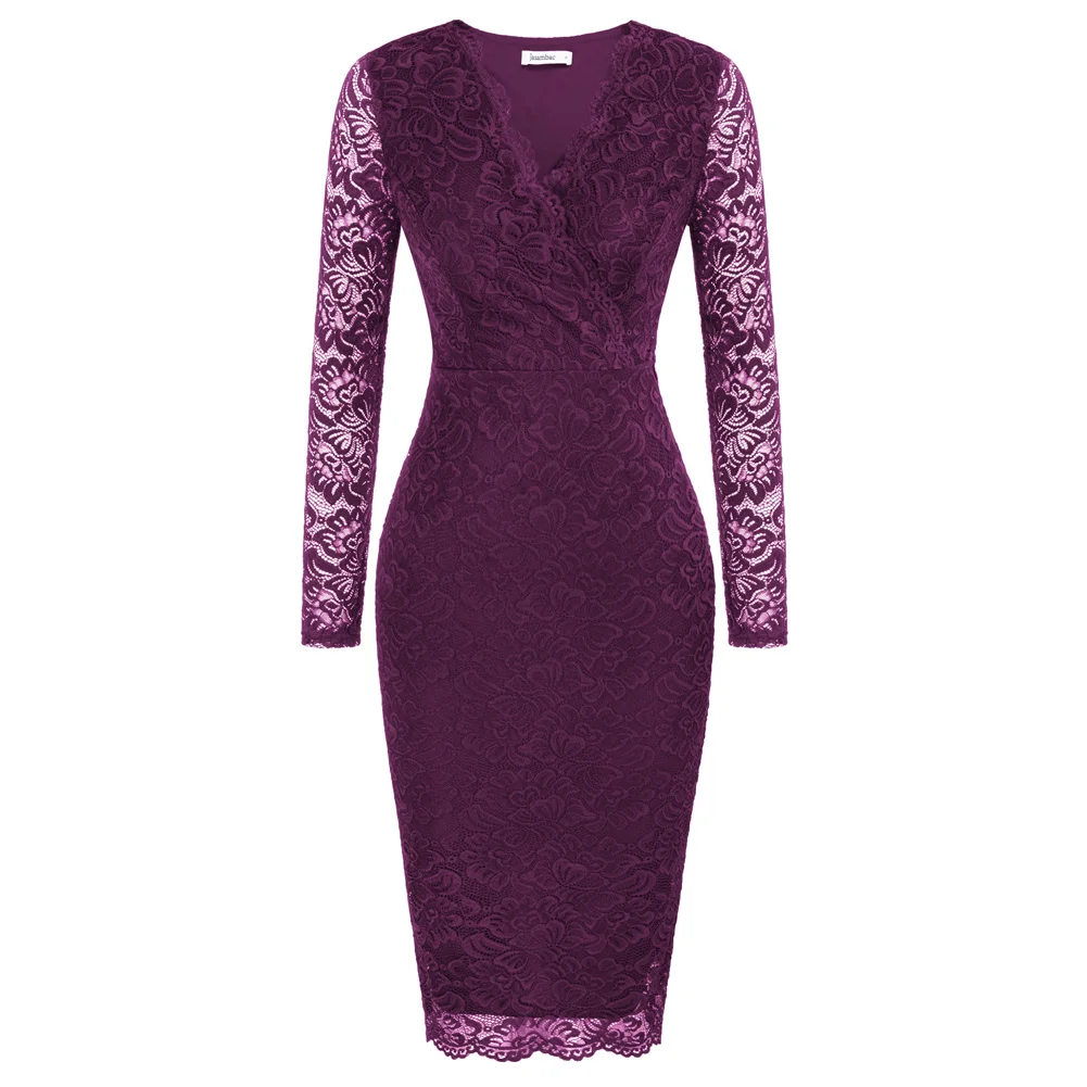 Jasambac Women Lace Party Dresses Elegant Lady Long Sleeve Surplice V-Neck Bodycon Dress Vintage Lace Patchwork Cocktail Dress
Jasambac Women Lace Party Dresses Elegant Lady Long Sleeve Surplice V-Neck Bodycon Dress Vintage Lace Patchwork Cocktail Dress