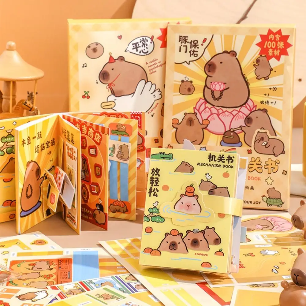 

Kapibara Capybara Quiet Book Toys Handmade Paper Capibara Sticker Book Anime Activity Books Cartoon DIY Kids Busy Book Toy