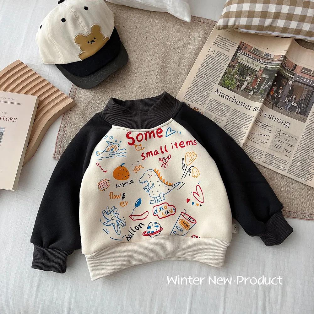 Fall Winter Baby Boys Full Graffiti Fleece Top 0-5 Years Kids Fashion Cartoon Casual Pullover Children's Contrast Color Clothes
Fall Winter Baby Boys Full Graffiti Fleece Top 0-5 Years Kids Fashion Cartoon Casual Pullover Children's Contrast Color Clothes