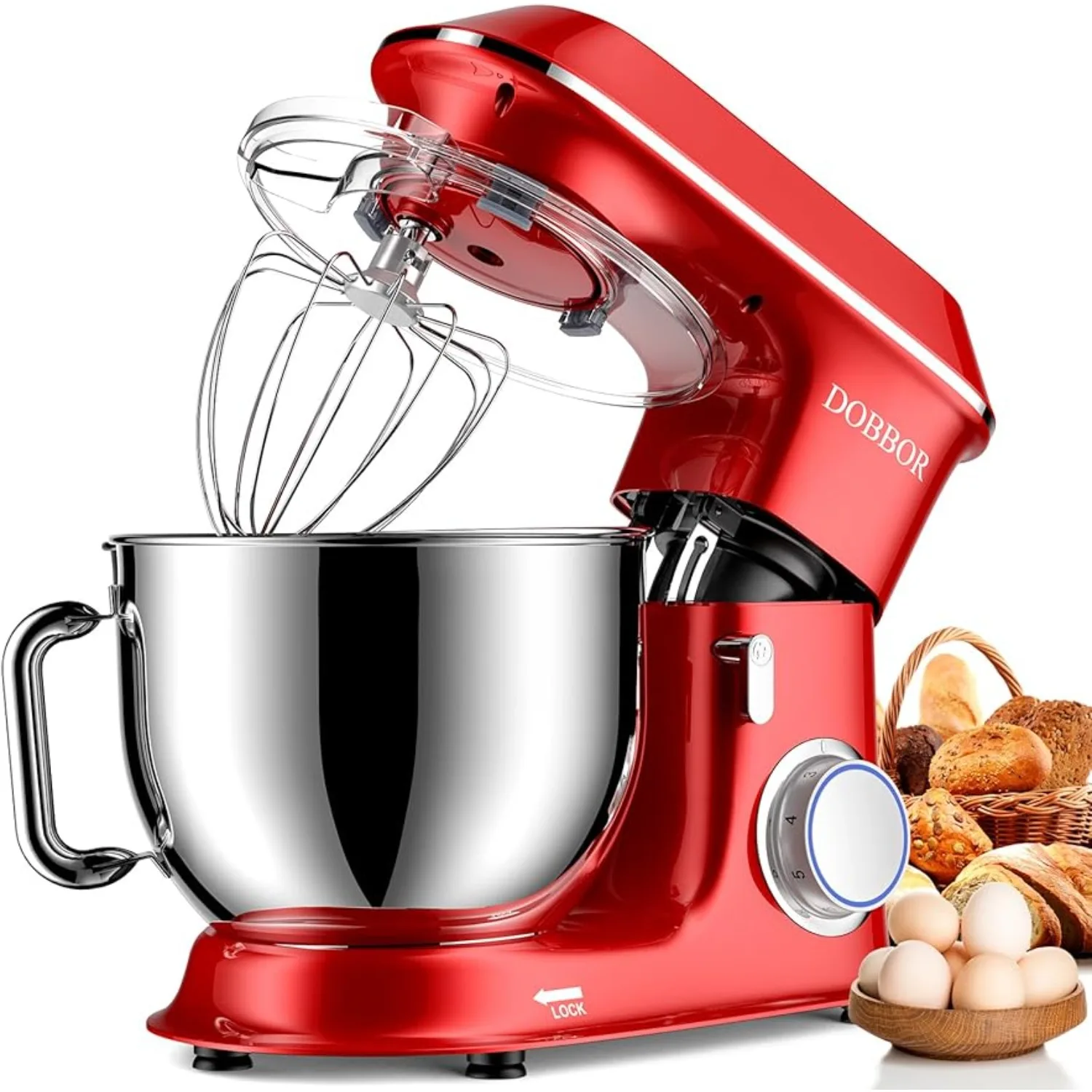 

Electric Stand mixer, 9.5QT 660W 7 Speeds Tilt-Head Dough Mixers, Bread Mixer with Dough Hook, Whisk, Beater, Splash Guard