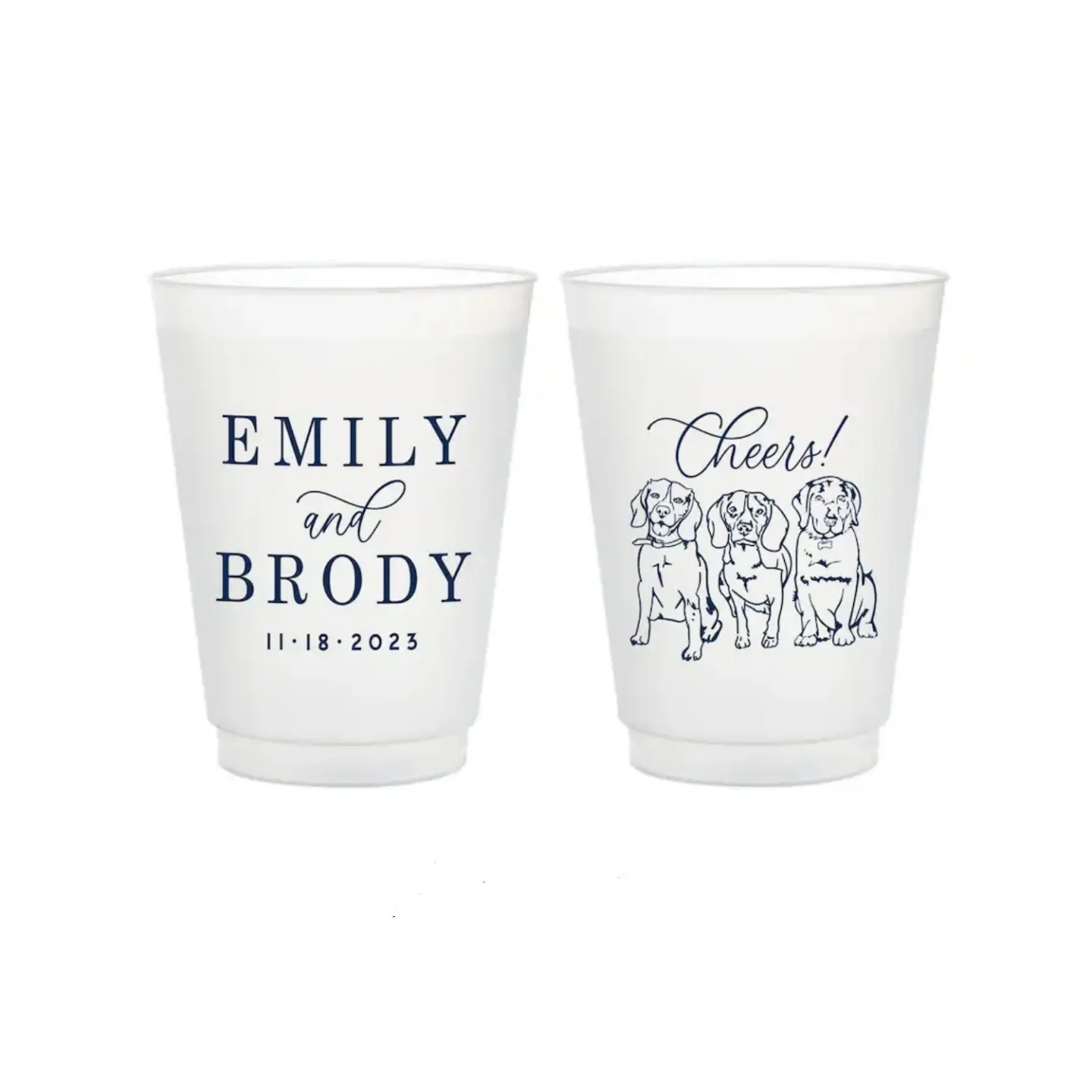 

12oz or 16oz Frosted Unbreakable Plastic Cup #214 - Custom Pet Illustration - Cheers - Wedding Favors, Frosted Cups, Beer Cups,