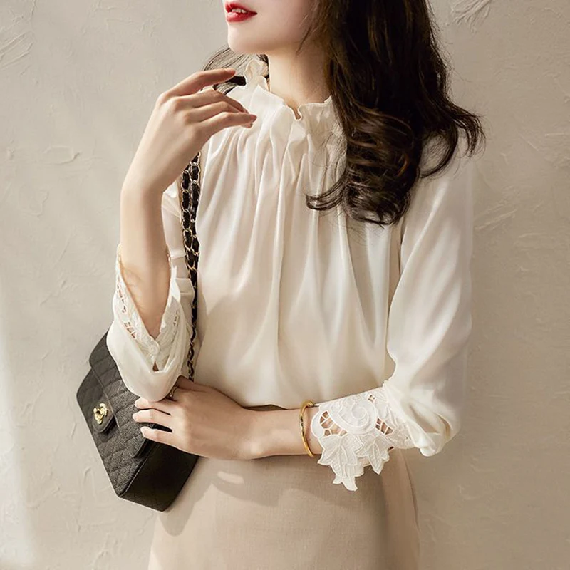Elegant Stand Collar Folds Solid Color Blouses Women's Clothing 2023 Autumn Winter Loose Casual Tops Princess Sleeve Shirts
Elegant Stand Collar Folds Solid Color Blouses Women's Clothing 2023 Autumn Winter Loose Casual Tops Princess Sleeve Shirts