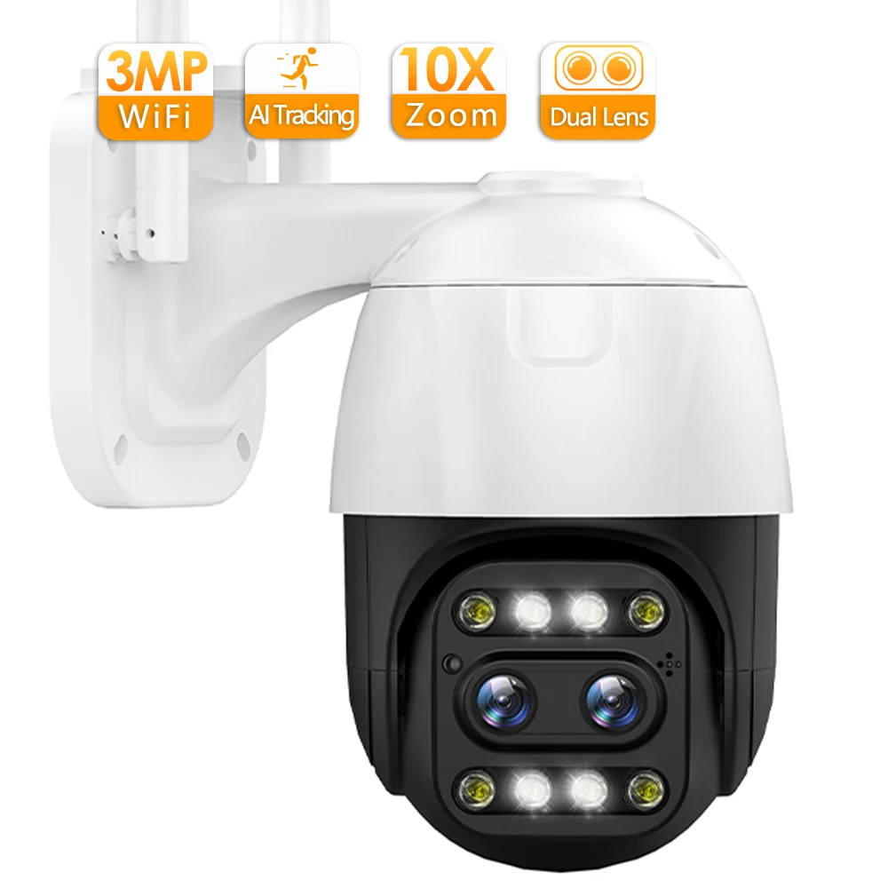 

Камера наружного видеонаблюдения IP66, 2024 дюйма, 3 Мп, Wi-Fi, ночное видение, 10-кратный оптический зум