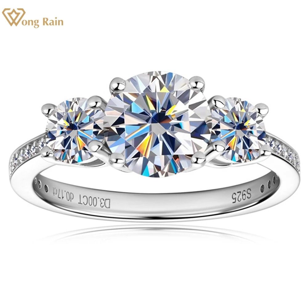 Wong Rain 100% 925 Sterling Silver D Round Cut 3CT Real Moissanite Diamonds Sparkling Ring for Women Wedding Engagement Jewelry
Wong Rain 100% 925 Sterling Silver D Round Cut 3CT Real Moissanite Diamonds Sparkling Ring for Women Wedding Engagement Jewelry