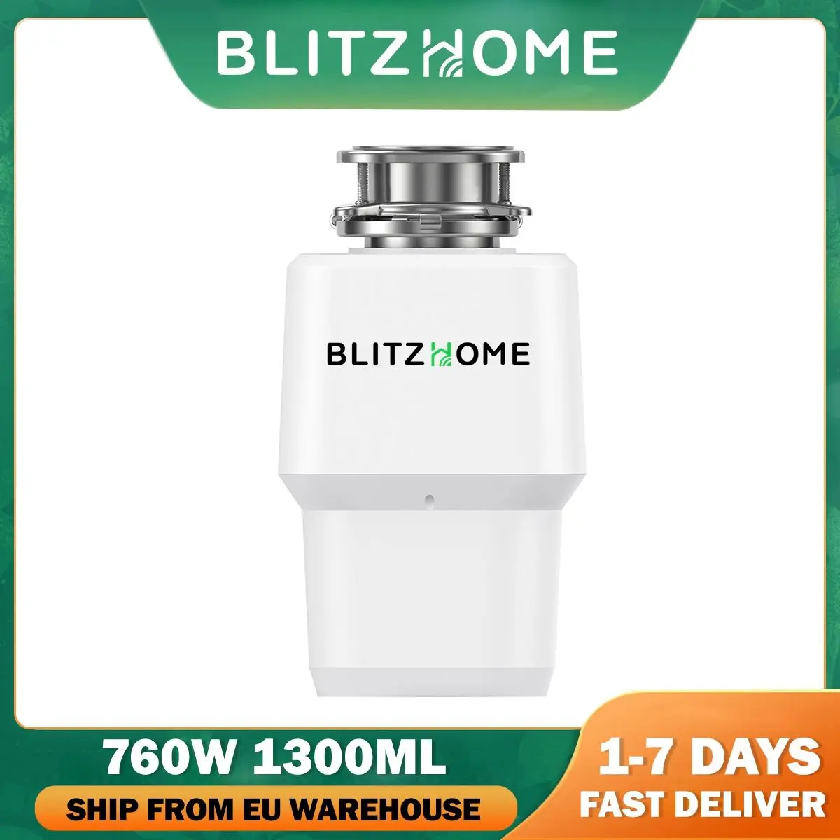 BlitzWolf BW-WD3 760W 1300 мл Кухонный мусоропровод Дробилка для утилизации пищевых отходов