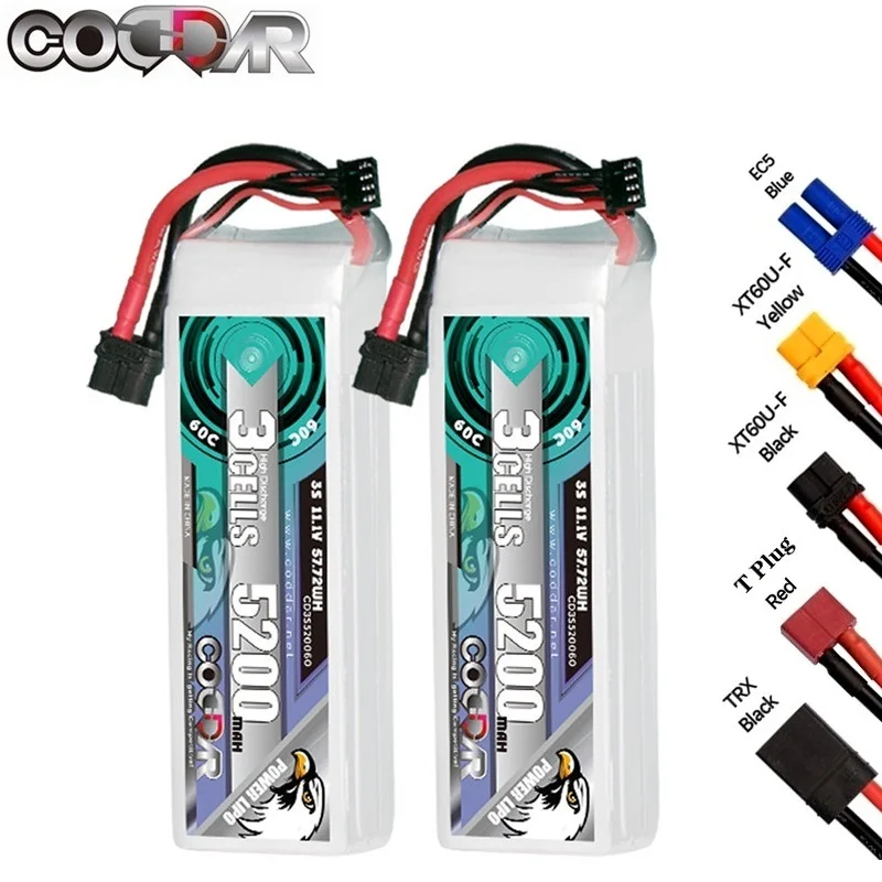 CODDAR 3S 5200mAh 11.1V 60C Lipo Battery For FPV Drone RC Quadcopter Helicopter Airplane Hobby Boat RC 3S Rechargeable Battery
CODDAR 3S 5200mAh 11.1V 60C Lipo Battery For FPV Drone RC Quadcopter Helicopter Airplane Hobby Boat RC 3S Rechargeable Battery