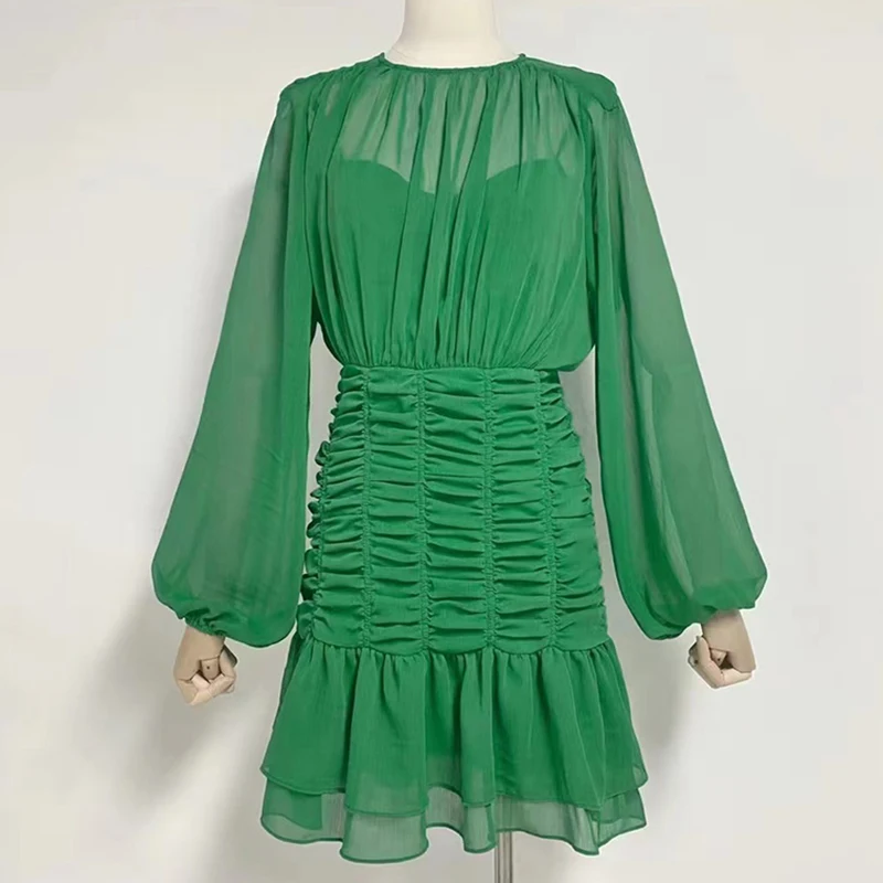 Women Chiffon Mini Dress Summer Long Lantern Sleeve High Waist Slim Fit Ruched Casual Holiday Dress
Women Chiffon Mini Dress Summer Long Lantern Sleeve High Waist Slim Fit Ruched Casual Holiday Dress