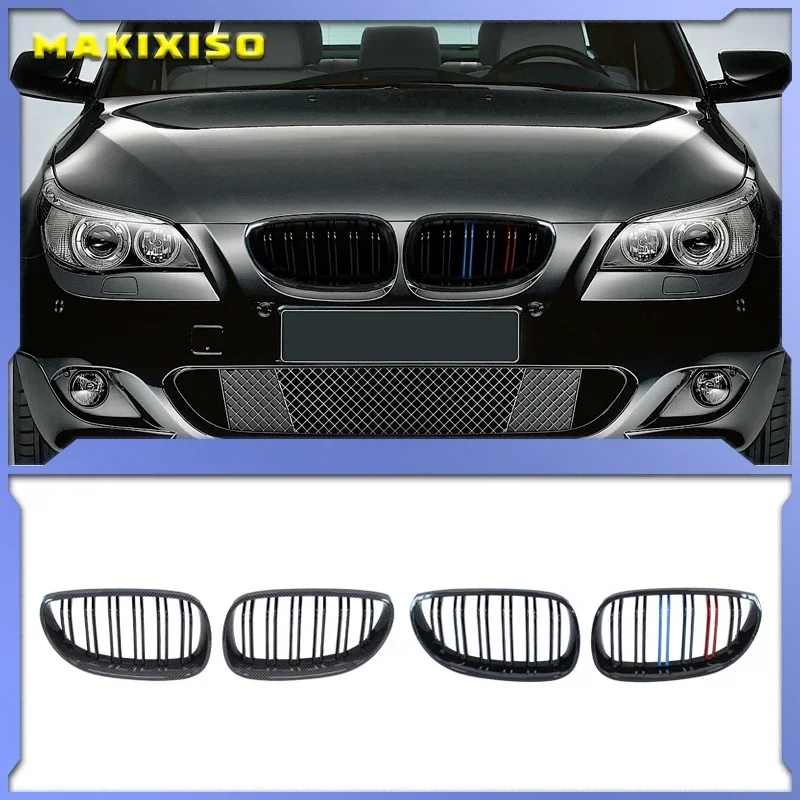 

Car Front Bumper Grille Kidney Racing Grill Grilles For BMW E60 E61 5 Series 2003-2009 Gloss Black Auto New Double Slat Grilles