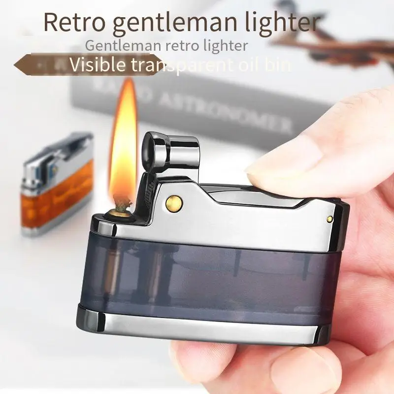 New A101 Grinding Wheel Open Flame Visible Transparent Oil Tank Kerosene Lighter Creative Personalized Gift Lighter Small Tools
New A101 Grinding Wheel Open Flame Visible Transparent Oil Tank Kerosene Lighter Creative Personalized Gift Lighter Small Tools