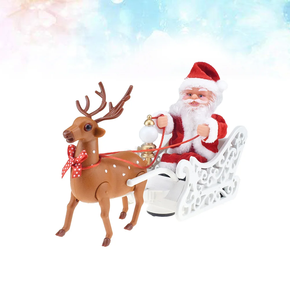 

Santa Claus Elk Car: Santa Claus Elk Sled Musical Christmas Santa Claus and Deer Home Decoration Xmas Playing Toys for Home